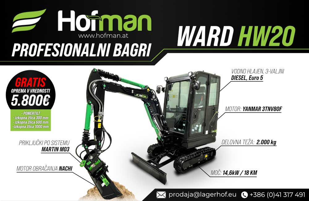 Mini bagri HOFMAN WARD: Zanesljivi in priročni pomočniki pri vseh vrstah opravil
